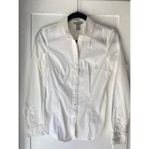 H&M White Fitted Button Up with pleats